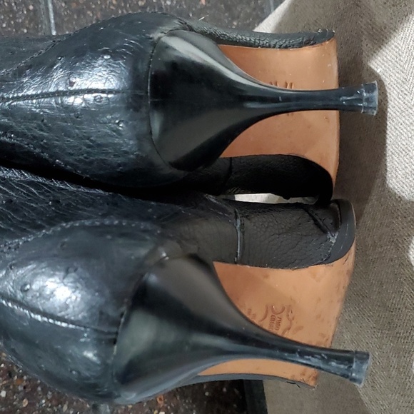 BLACK BOOTS COWGIRL GRETA BY ARANGO WESTERN POINTED TOE OSTRICH BOTAS - Picture 9 of 14